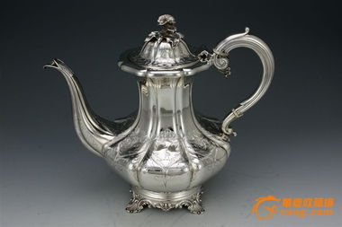 英国维多利亚时代 纯银红茶壶 洛可可雕刻工艺 西洋收藏品